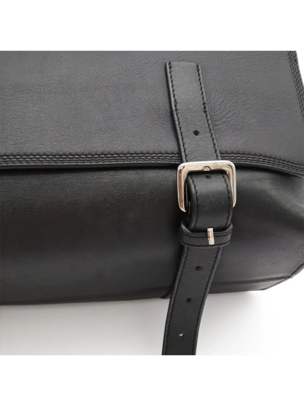 Loewe Anagram Military Messenger Bag Canvas Leather Black Silver